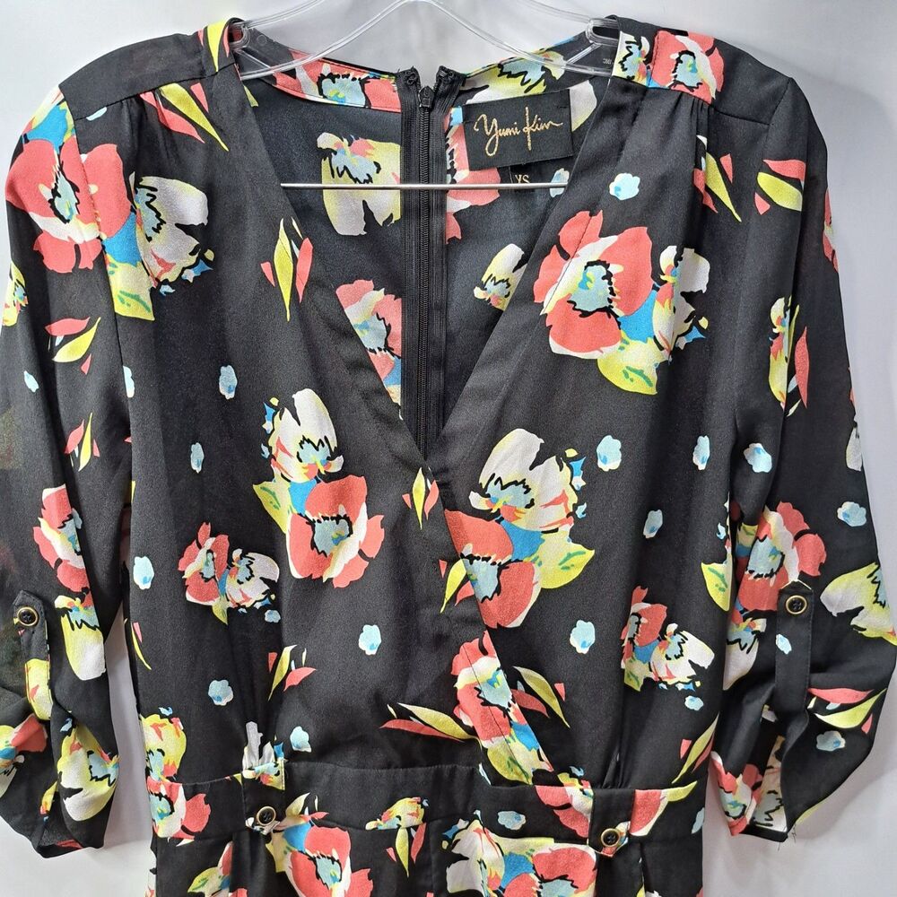 Yumi Kim Liz Women's Black & Multi Color Romper with Pockets Size XS - Picture 3 of 8